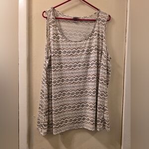Cathrines Brown Chevron Print Scoop Neck Tank Top Sleeveless Blouse 2X 22-24W